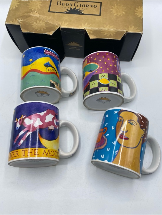 Other - Buon Giorno Abstract Artsy Coffee Ceramic Cup Mugs vintage Mya Kramer Earthy